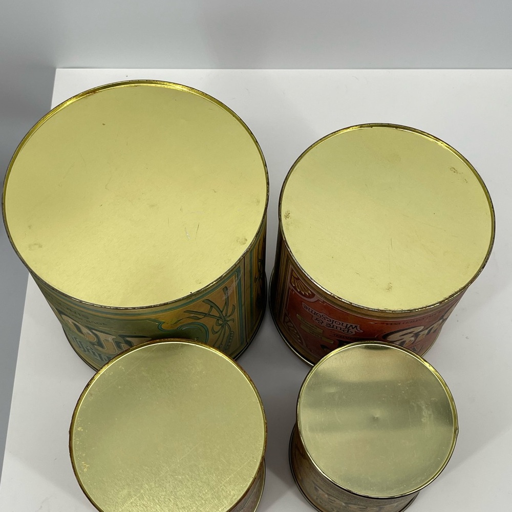 Vintage 4pc Canister Set Metal Ballonoff Flour Sugar Coffee Tea - Picture 11 of 13